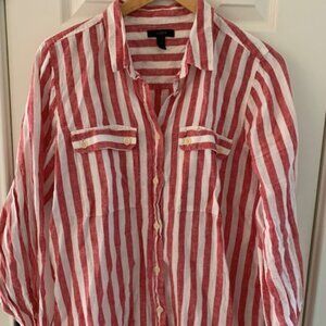 J. Crew Striped Linen Top